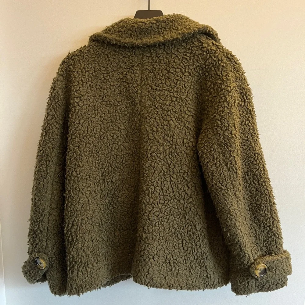 Free People Olive Green Sherpa Jacket - Picture 5 of 6